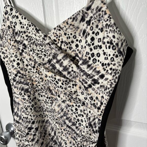 Almost Famous Black and White Leopard Print Spaghetti Strap Mini Dress Size XL - Picture 4 of 8